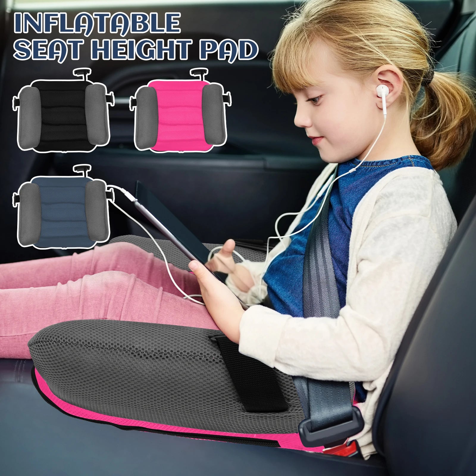 Car Seat  for kids PVC Universal Travel Portable Booster Cushion With Storage Bag For Kids