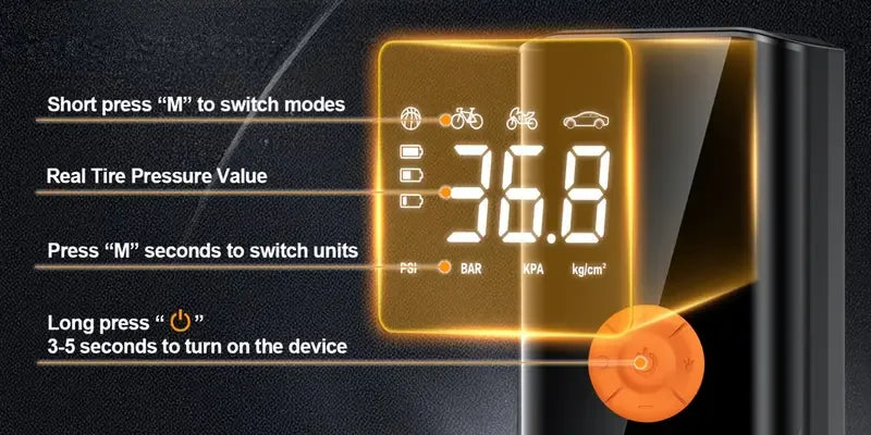 Tire Inflator Portable Air Compressor with Digital Pressure Gauge for Car