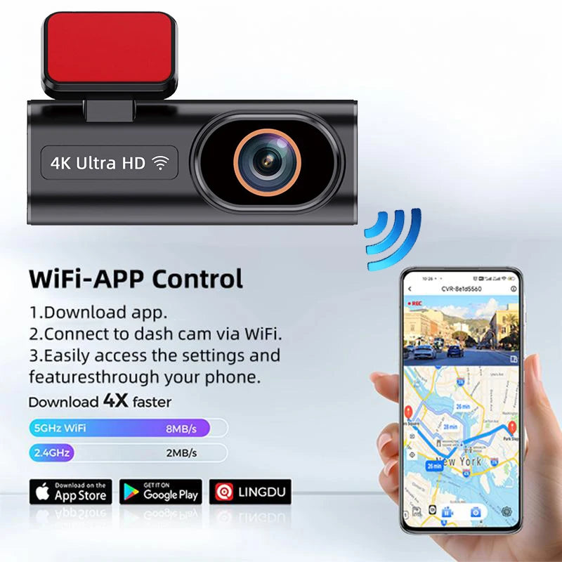 Dash Cam WIFI GPS Mini CAR DVR Front 4K And Rear 1080P Dual Lens Black Box Room Camera Night Vision 24H Parking Monitor