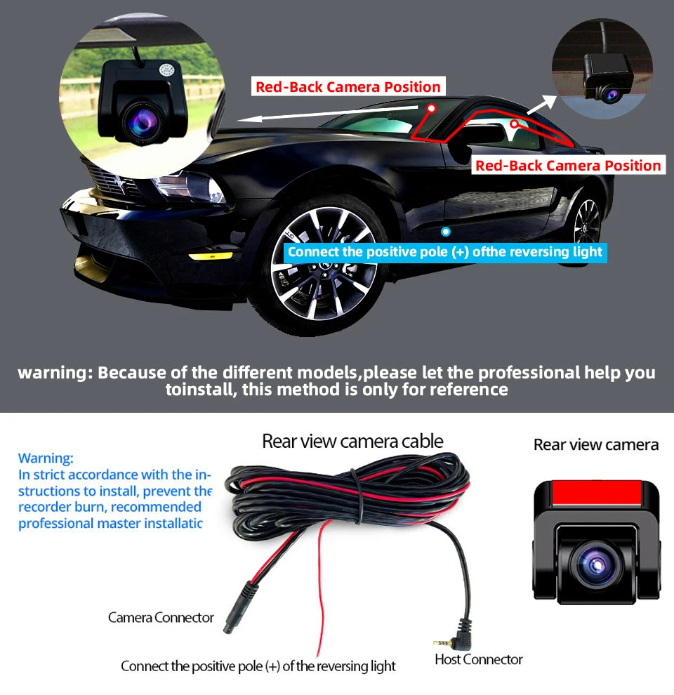Dash Cam WIFI GPS Mini CAR DVR Front 4K And Rear 1080P Dual Lens Black Box Room Camera Night Vision 24H Parking Monitor