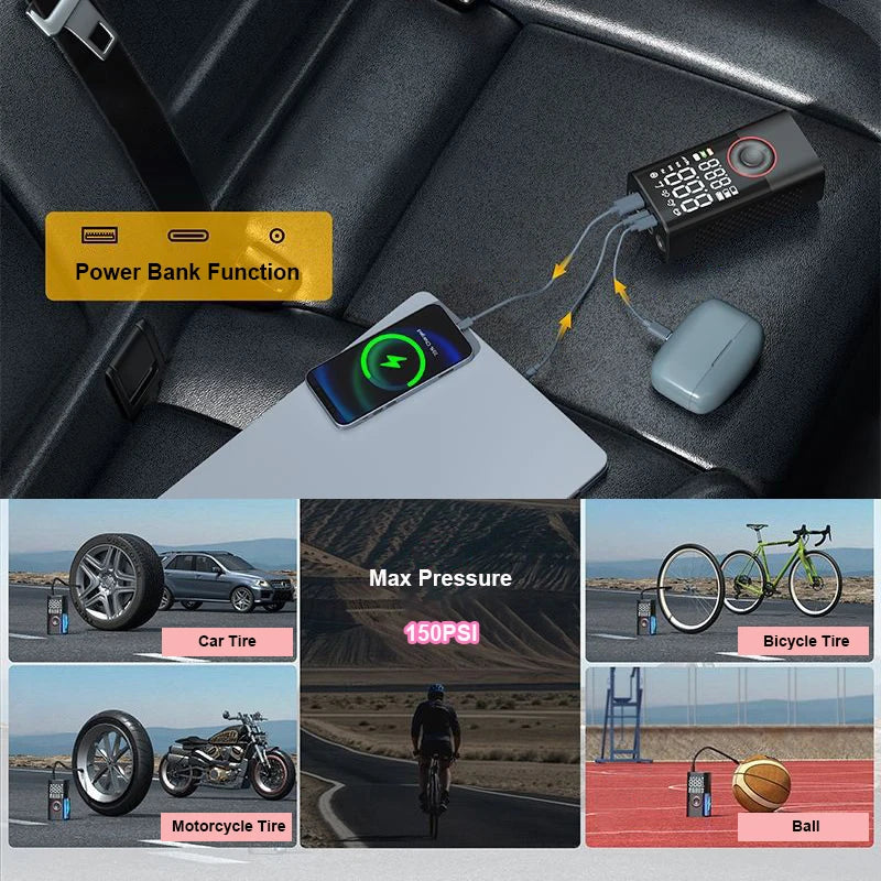 Tire Inflator Portable Air Compressor with Digital Pressure Gauge for Car