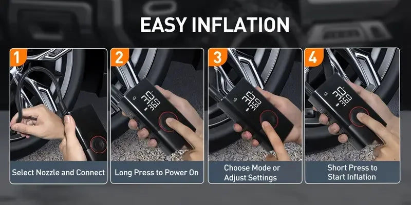 Tire Inflator Portable Air Compressor with Digital Pressure Gauge for Car