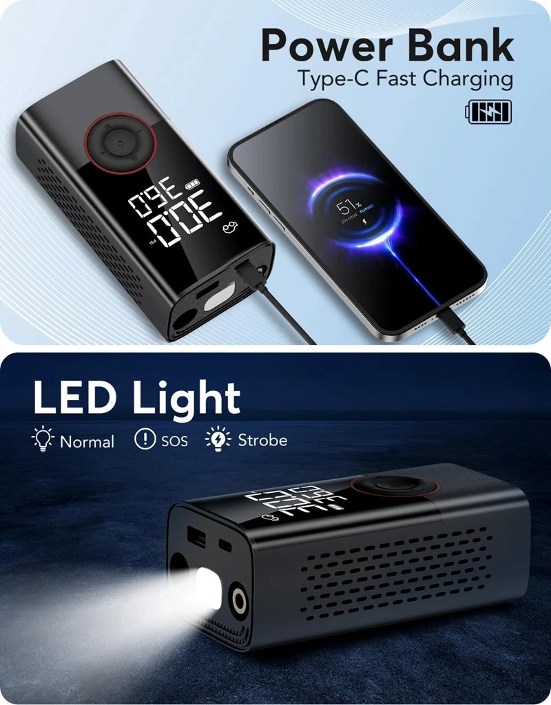 Tire Inflator Portable Air Compressor with Digital Pressure Gauge for Car