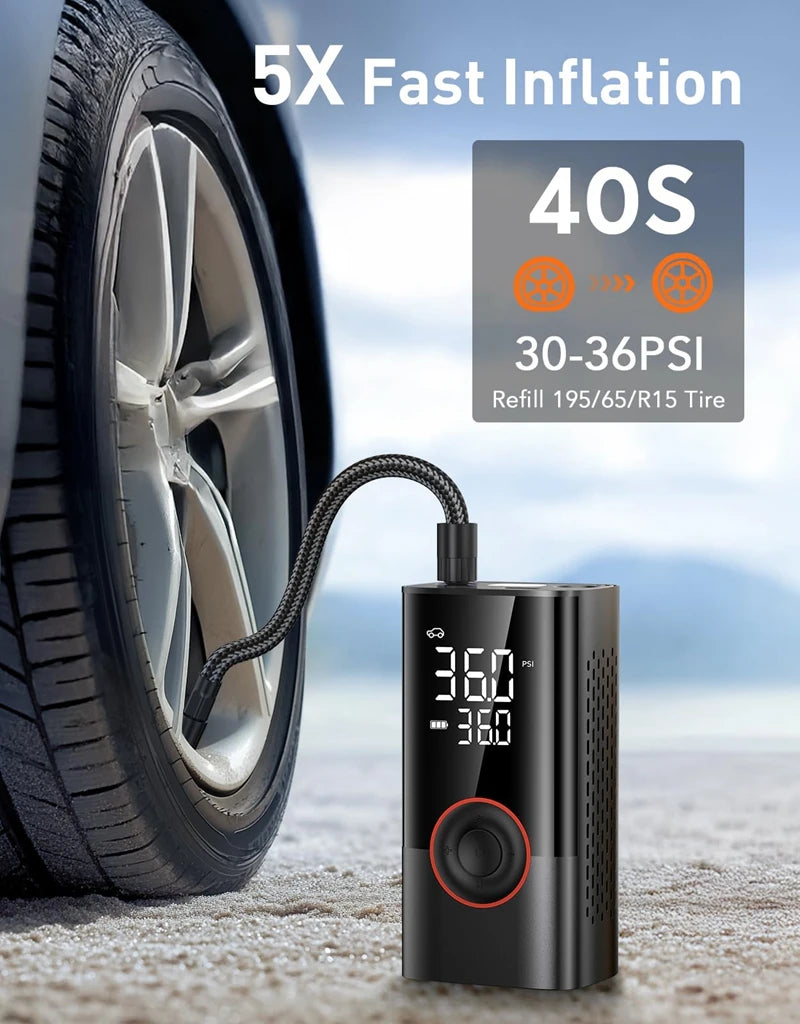 Tire Inflator Portable Air Compressor with Digital Pressure Gauge for Car