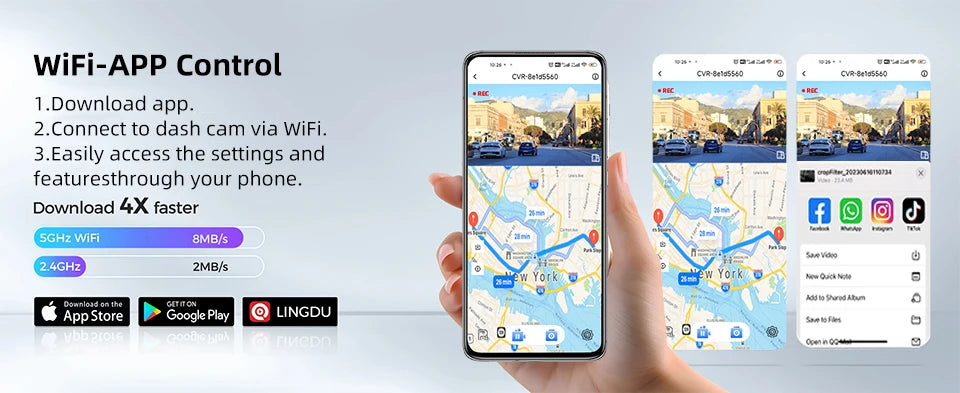 Dash Cam WIFI GPS Mini CAR DVR Front 4K And Rear 1080P Dual Lens Black Box Room Camera Night Vision 24H Parking Monitor