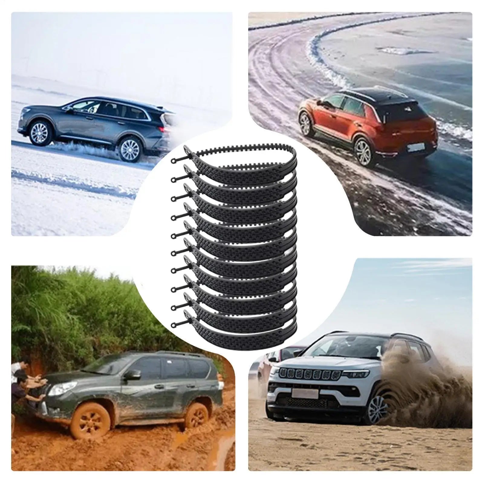 10 Pieces Snow Tire Straps Adjustable Anti-Skid Car Grips