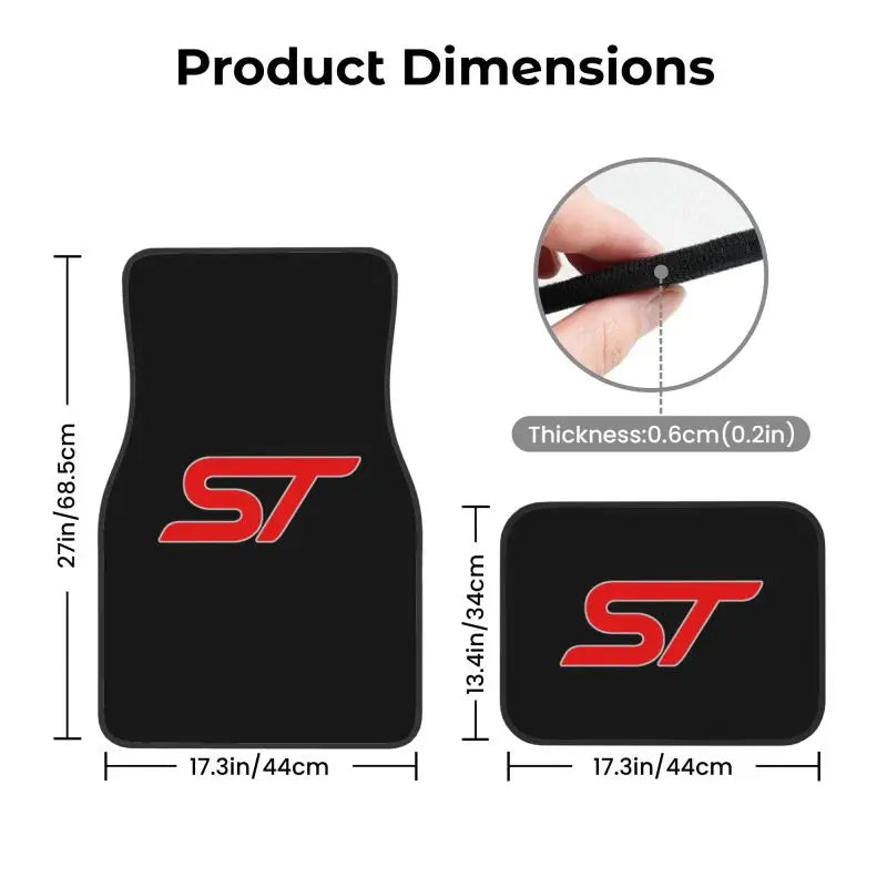 ST Logo Print Car Floor Mats Set of 4 Vehicle Front and Rear Carpets Non-Slip Car Mat Accessories Universal