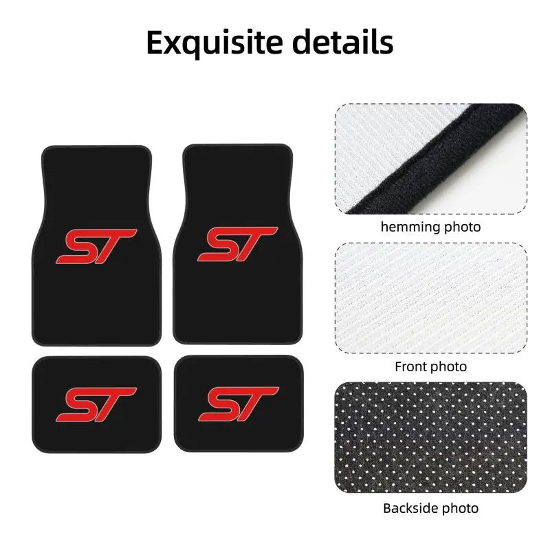ST Logo Print Car Floor Mats Set of 4 Vehicle Front and Rear Carpets Non-Slip Car Mat Accessories Universal