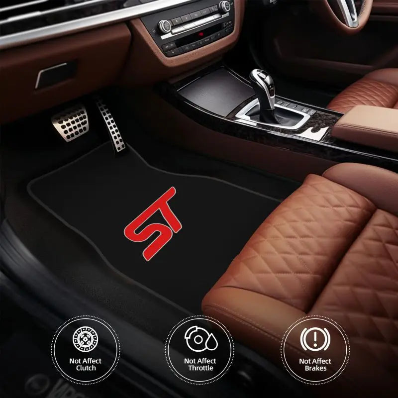 ST Logo Print Car Floor Mats Set of 4 Vehicle Front and Rear Carpets Non-Slip Car Mat Accessories Universal