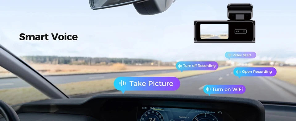 Dash Cam WIFI GPS Mini CAR DVR Front 4K And Rear 1080P Dual Lens Black Box Room Camera Night Vision 24H Parking Monitor