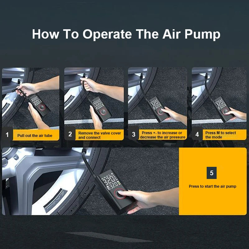 Tire Inflator Portable Air Compressor with Digital Pressure Gauge for Car