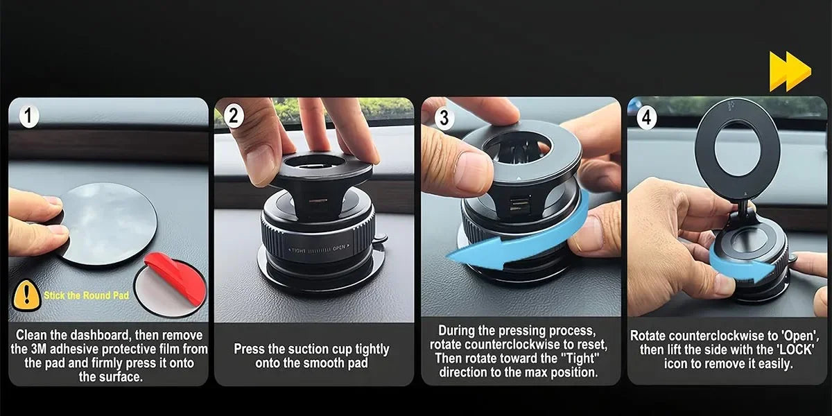 Magnetic Suction Cup Phone Mount for Magsafe 360° Adjustable Magnetic Car Phone Holder Pocket Size Foldable Car Mount
