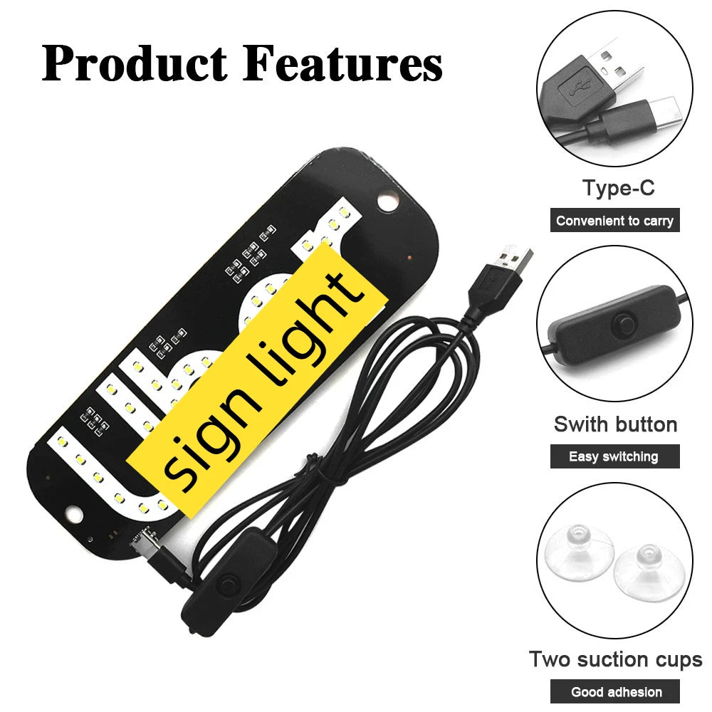 Car LED Taxi TAXI USB Indicator Light UB-ER TYPE-C Car Light License Plate Light 5-6V